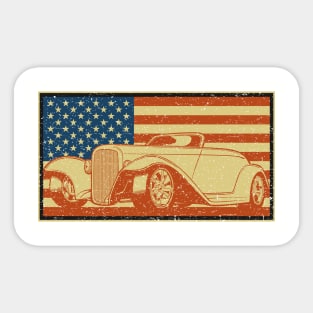 American Flag Hot Rod Sticker